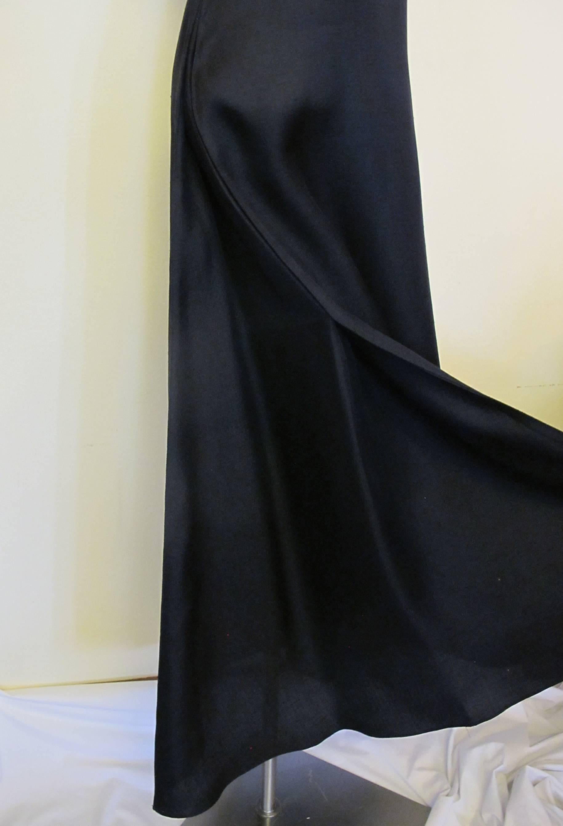 1990's Yves St. Laurent Rive Gauche Black Silk Gazar Evening Gown For Sale 3