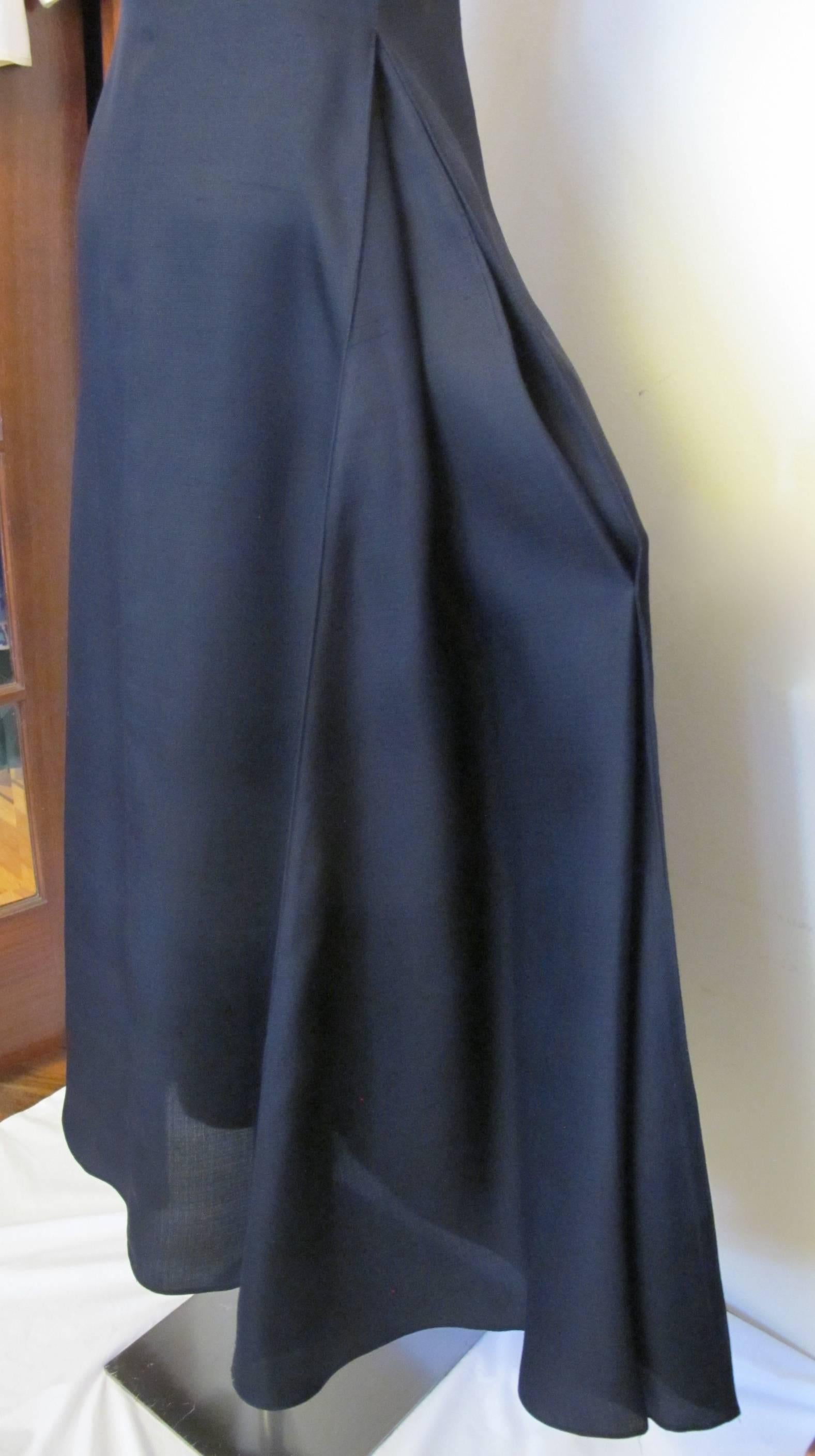 1990's Yves St. Laurent Rive Gauche Black Silk Gazar Evening Gown For Sale 2