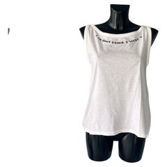 Moschino Vintage White Tank Top – Bold Graphic ‘Born Under a Lucky Star’ – Size