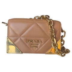 Prada Symbole Quilted Leather Shoulder Bag with Gold Metal Hardware
