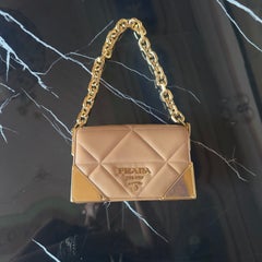 Prada Symbole Quilted Leather Shoulder Bag with Gold Metal Hardware