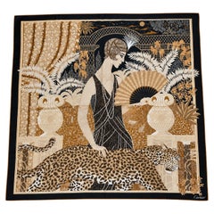 Raffinato foulard vintage Cartier 90 × 90 cm in seta, caratterizzato da una spet