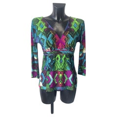 Roberto Cavalli Vintage Y2K Top with Multicolor Butterfly Print, Made in Italy