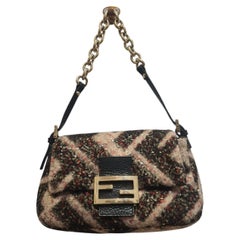 Fendi Baguette Wool Sequin Shoulder Bag