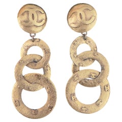 Chanel 1992 Collection 29 Gold CC Statement Clip-On Earrings