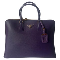 Prada Saffiano Lux Purple Double-Zip Top-Handle Bag