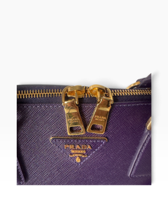 Prada Saffiano Lux Purple Double-Zip Top-Handle Bag