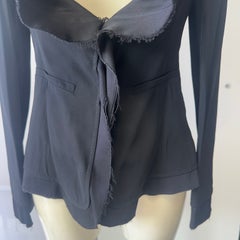 Givenchy Black Cut-Out Ruffle Draped Blazer Jacket