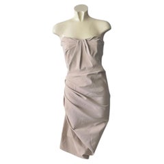 Lanvin Alber Elbaz 2011 Nude Draped Strapless Ruffle Cocktail Dress