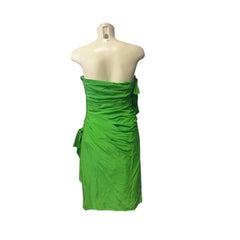 Emanuel Ungaro Parallèle 1980s Green Draped Strapless Bow Cocktail Dress