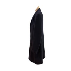 Hermès Men’s Navy Blue Cashmere Overcoat with Leather Collar Detail
