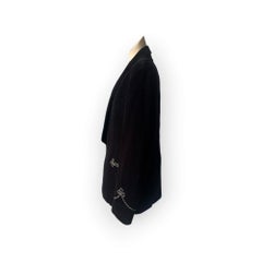 Gucci Black Velvet Blazer with Shawl Collar and Gold Blue Braided Trim