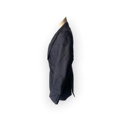 Gucci blazer blu notte con motivo equestre jacquard tono su tono