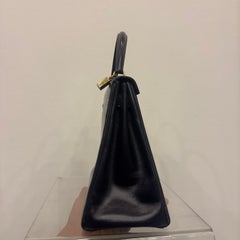 1955 Hermès Kelly 28 Retourne in midnight blue Box Calf leather
