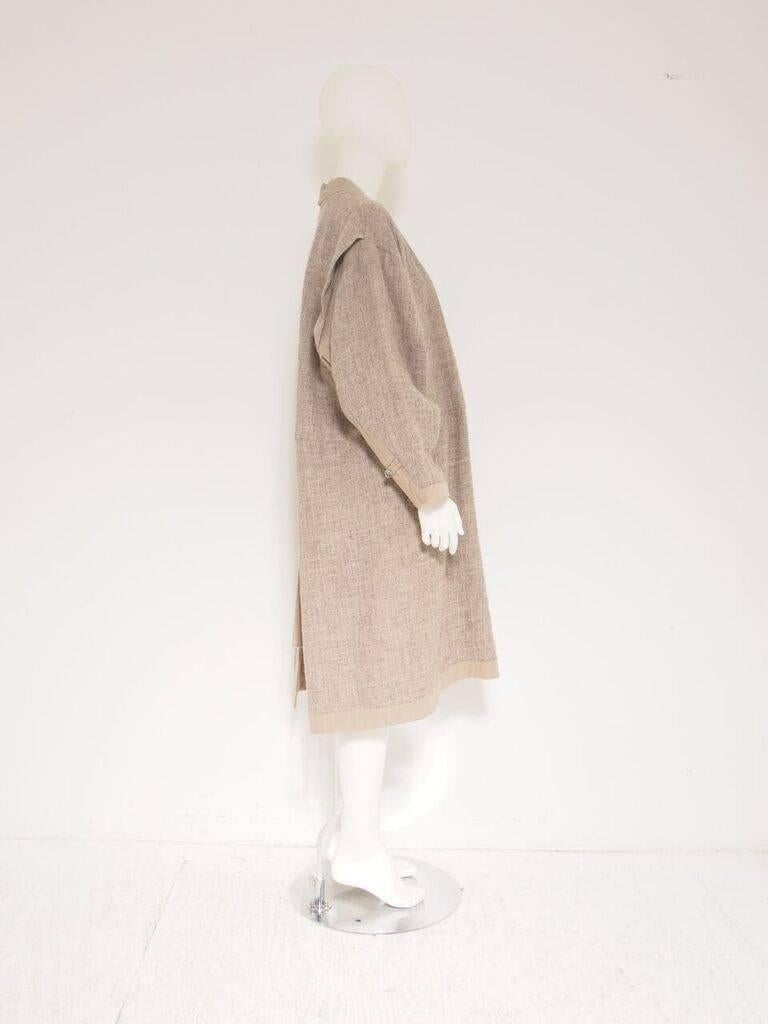 Beige Issey Miyake Obi Wrap Coat For Sale