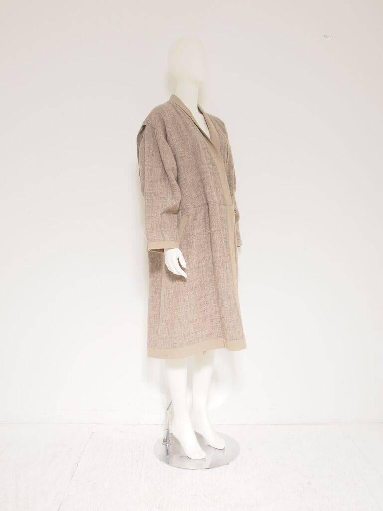 Issey Miyake oversized beige wrap coat 