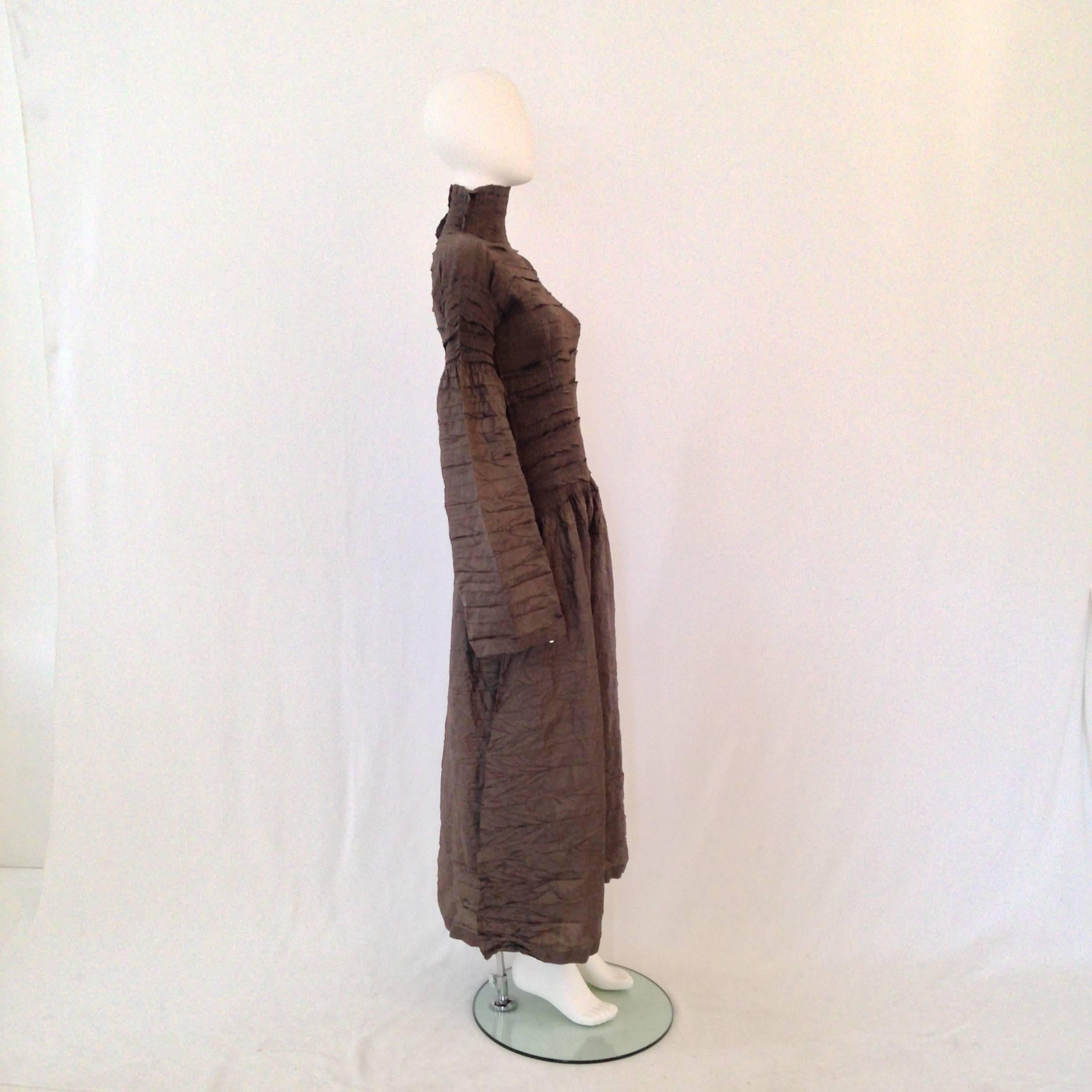 Black Issey Miyake Taupe Silk Gown For Sale