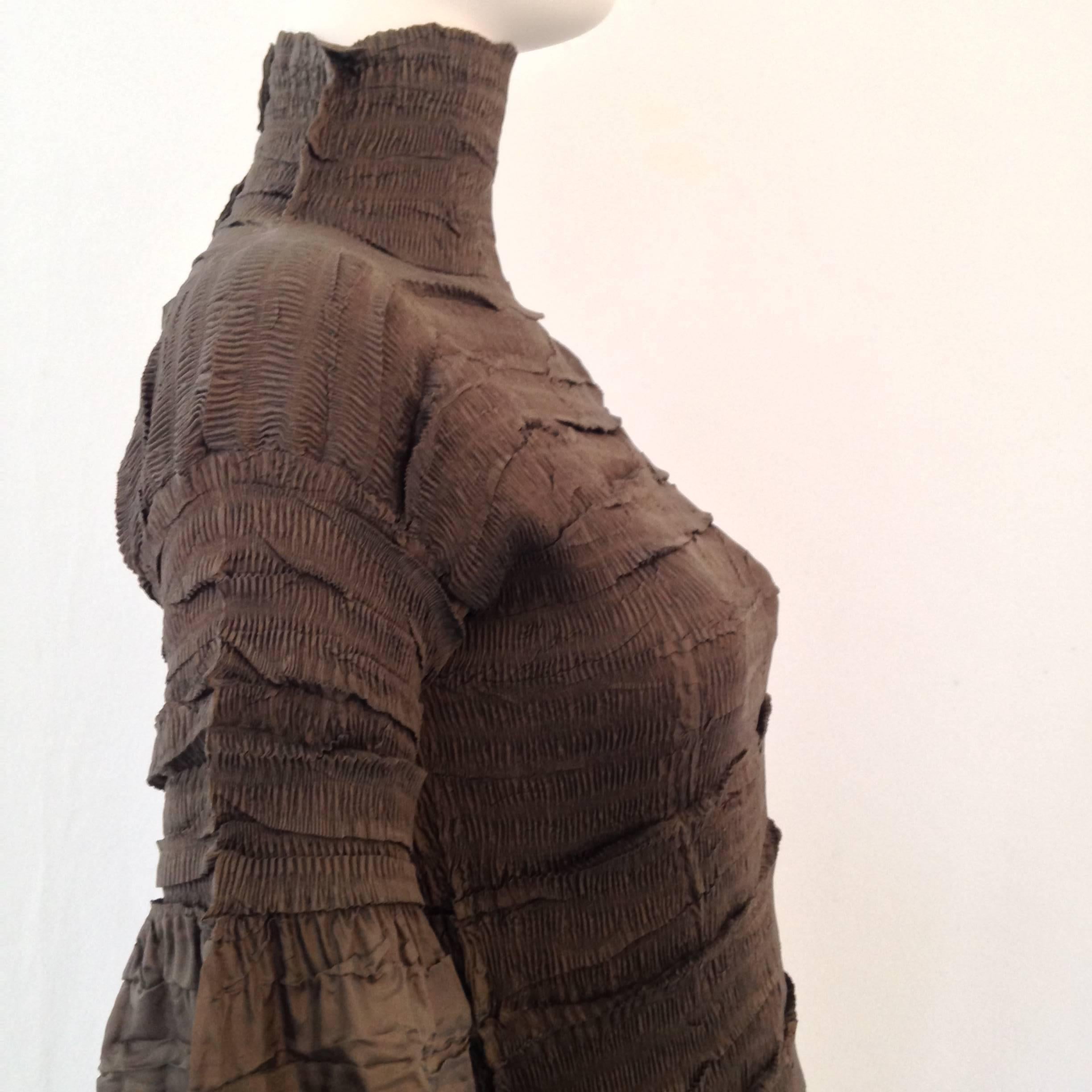 Issey Miyake Taupe Silk Gown In Excellent Condition For Sale In New York, NY