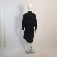 Issey Miyake Black Pinstripe Asymmetrical Dress