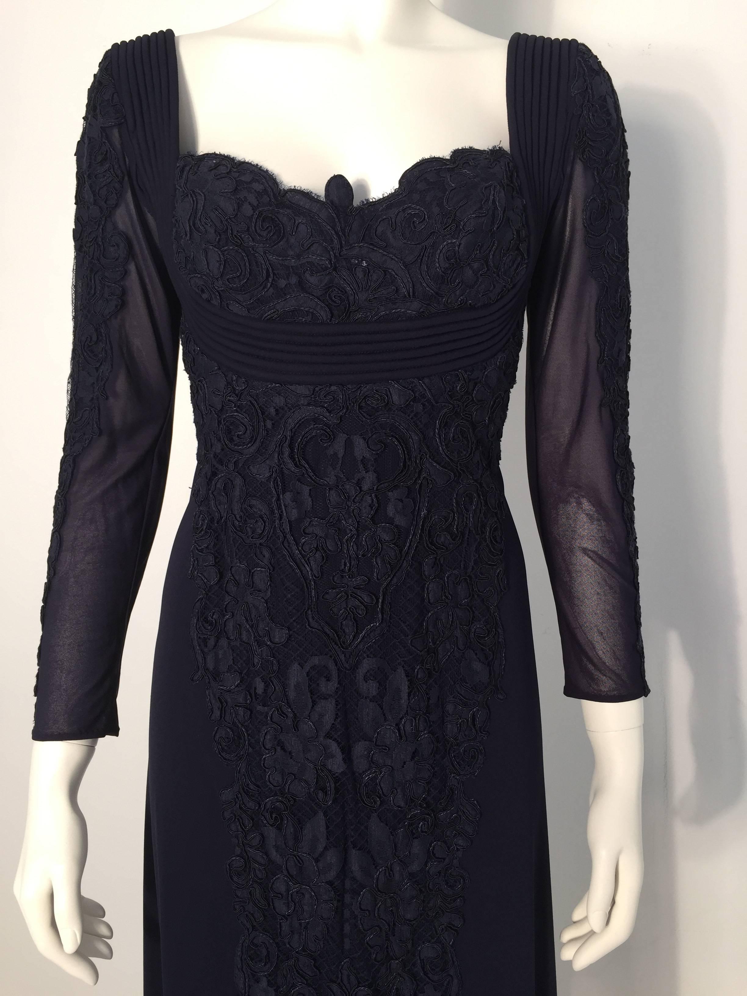 Loris Azzaro Navy Gown For Sale 1