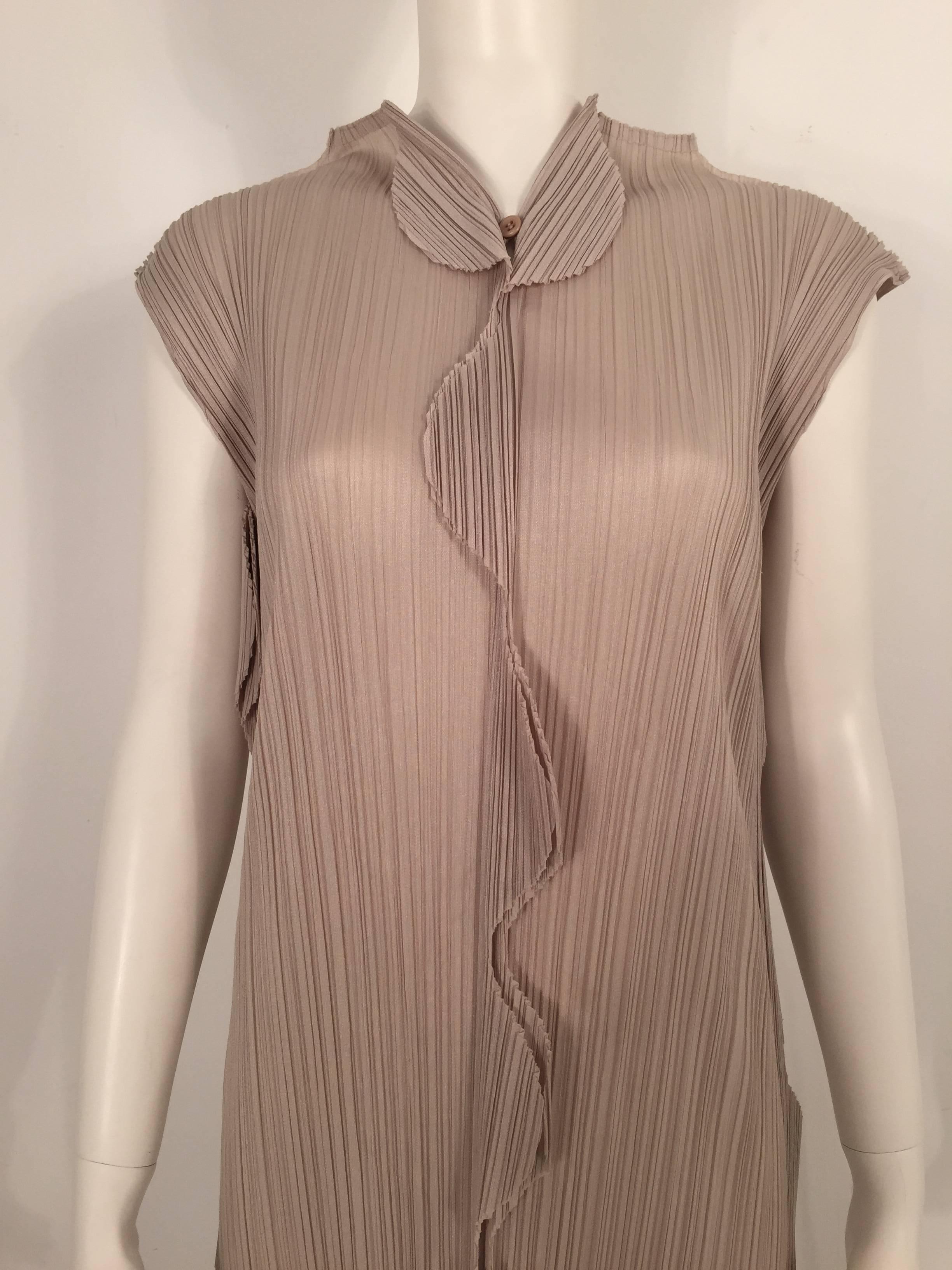 Brown Issey Miyake Pleats Please Vintage Scallop Dress