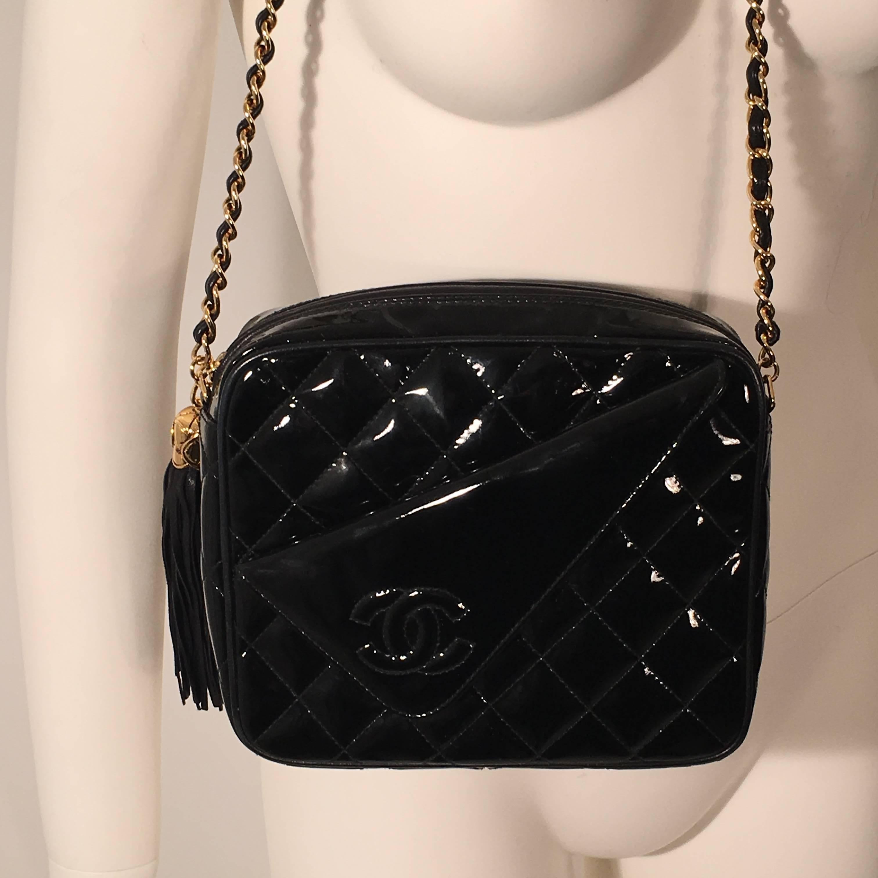 Women's Chanel Quilted Patent Leather Crossbody Bag