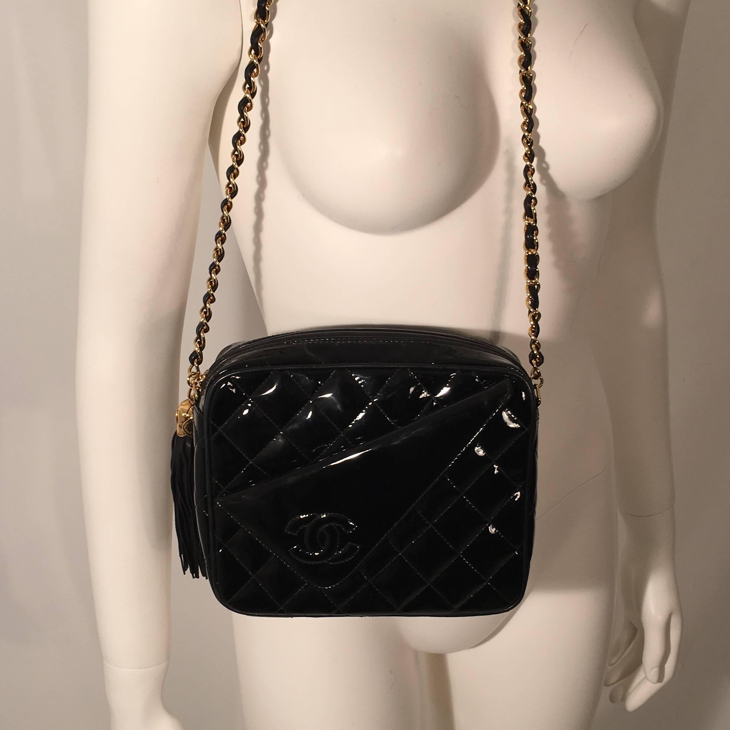Chanel Quilted Patent Leather Crossbody Bag 1