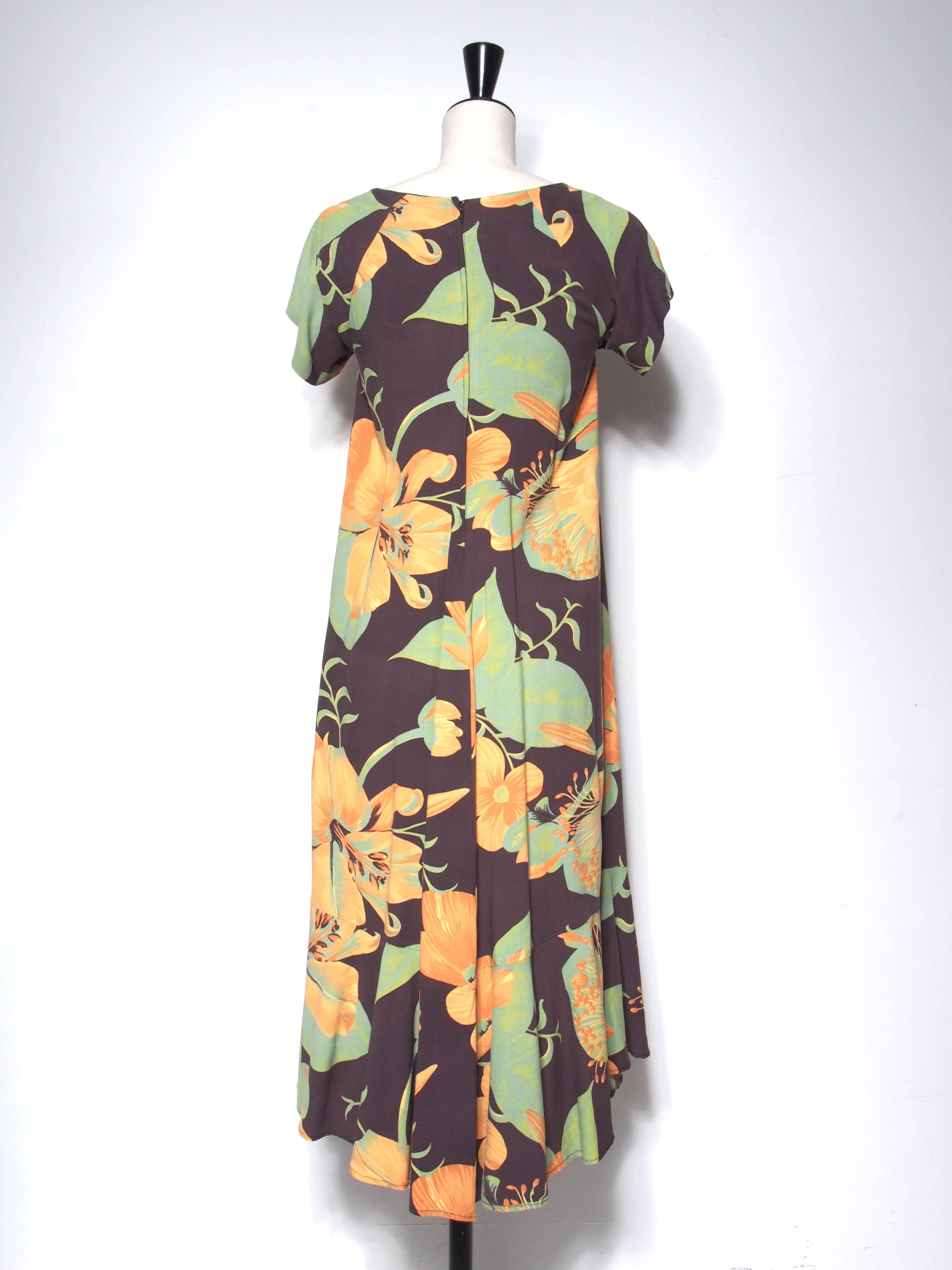 Rare floral-print cotton swing dress