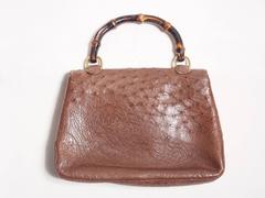 Gucci Ostrich & Bamboo Top Handle Bag