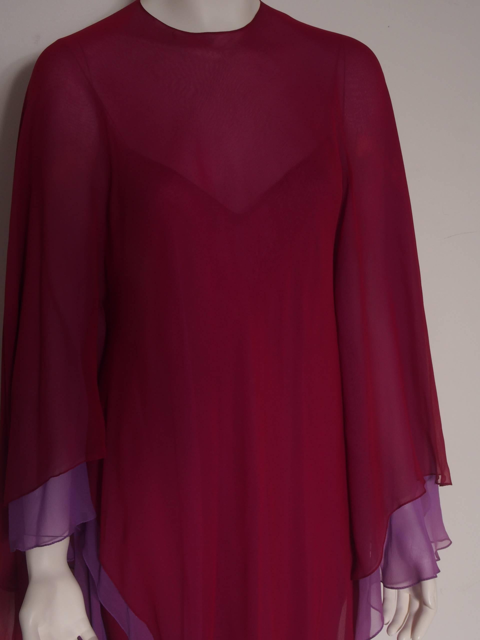 Halston Silk Chiffon Dress & Caftan In Excellent Condition In New York, NY