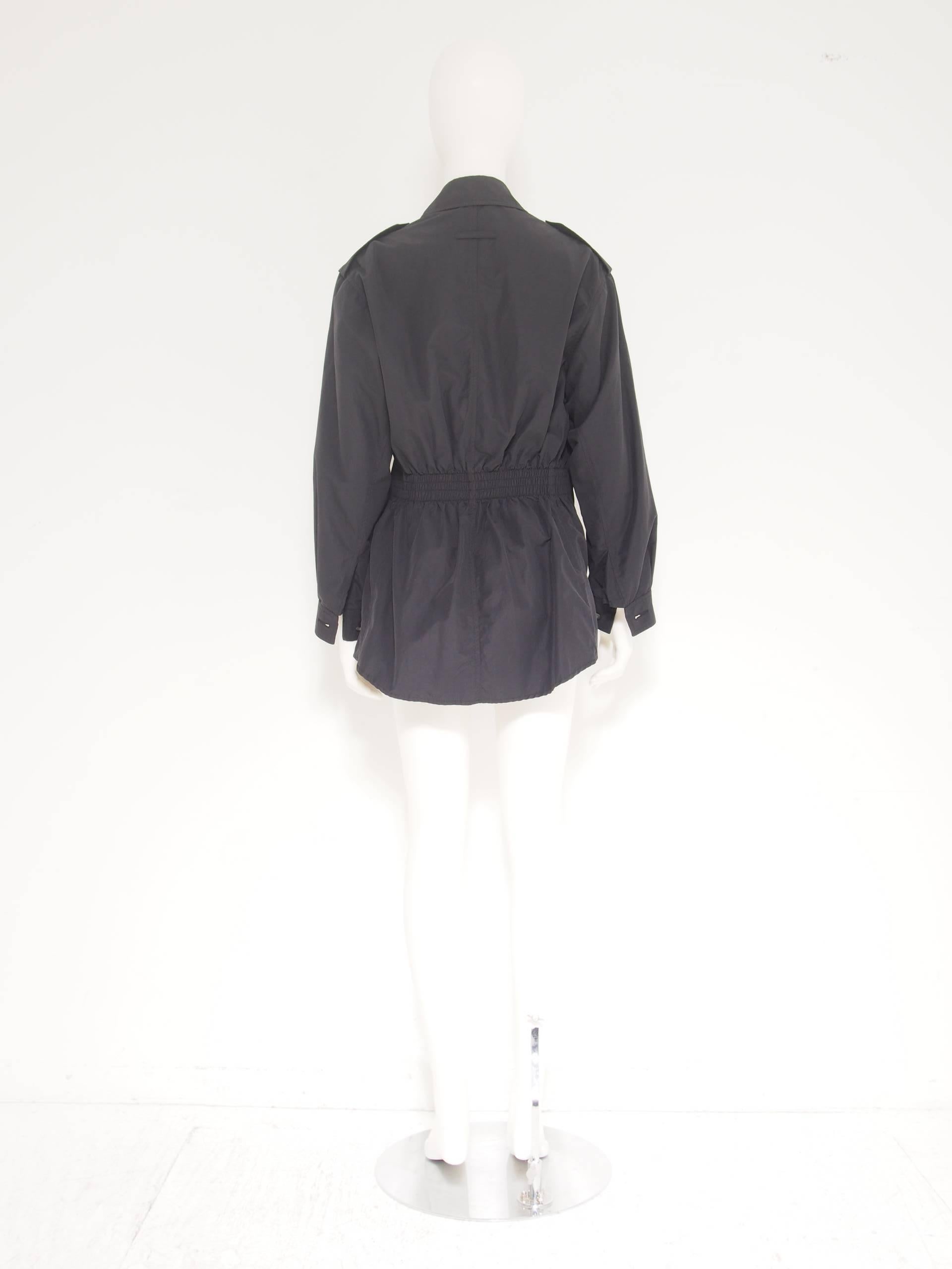 Jean Paul Gaultier Navy nautical anorak jacket with zipper closure and belted waistline.