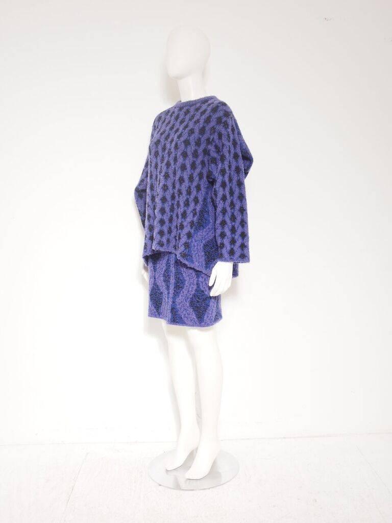 Issey Miyake multi-print wool-blend sweater and skirt set