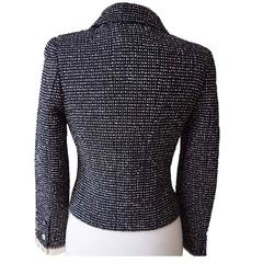 Chanel vintage jacket skirt suit size 40 96C wool blend black & white