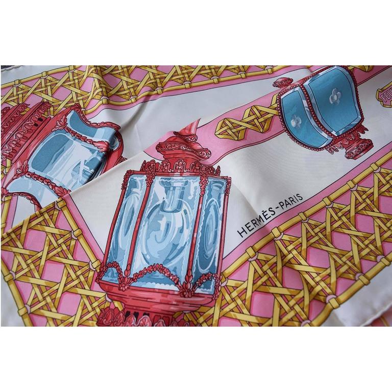 Hermes large silk scarf Feux de Route 1971 Caty Latham in box at 1stDibs