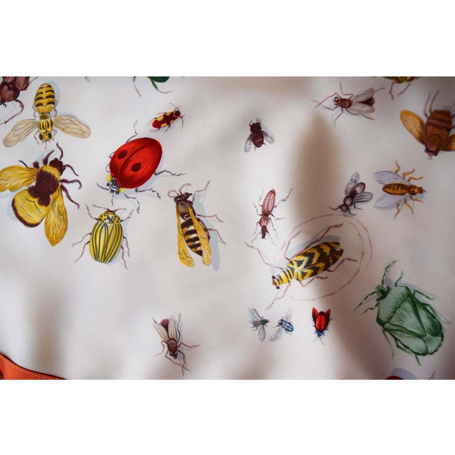 Hermès Vintage 100% Seide langärmeliges Hemd Größe 42 FR Les Insects 6