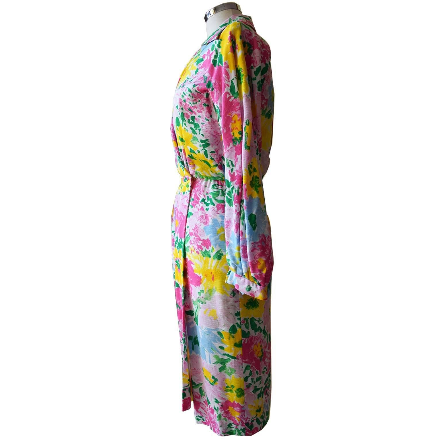 Brown Christian Dior pret-a-porter size S US 4 floral print vintage wrap dress For Sale