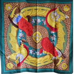 Hermes Casques et Plumets silk scarf 1989