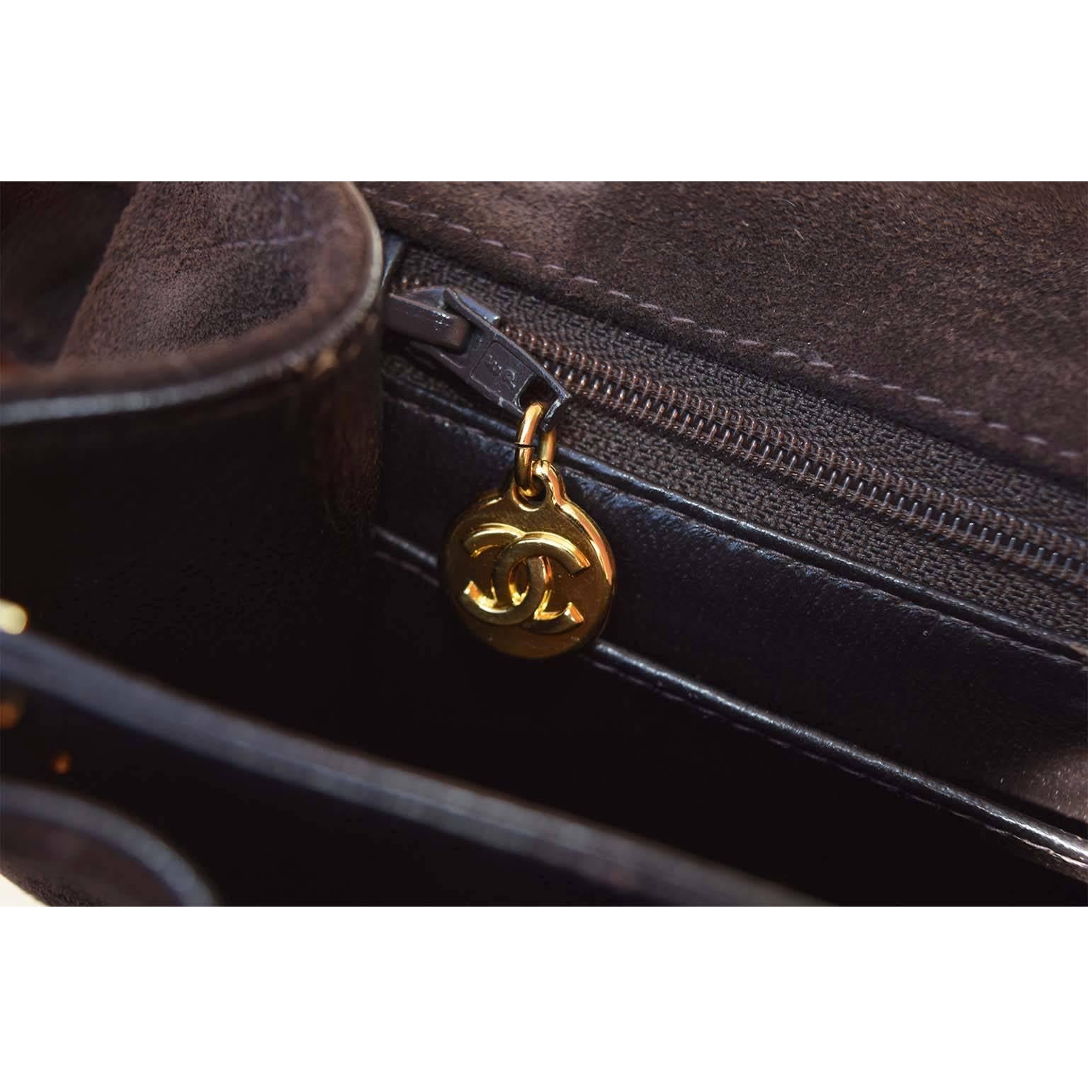 Women's Chanel quilted brown suede handbag 1998