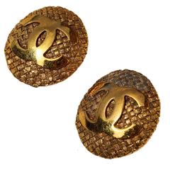 Chanel Vintage weave goldtone earrings 1992