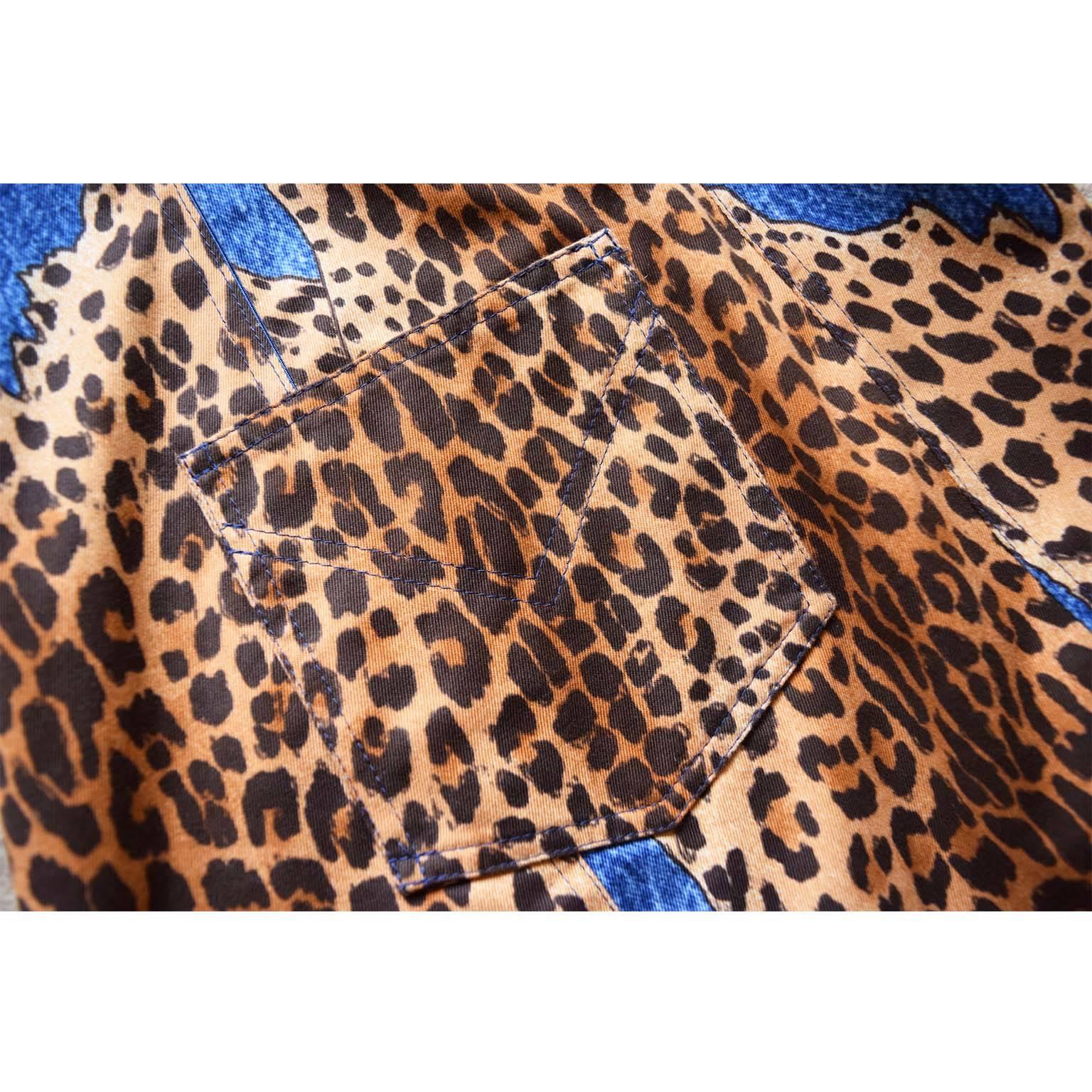 Women's Christian Dior Boutique by John Galliano denim leopard print dress F38 For Sale