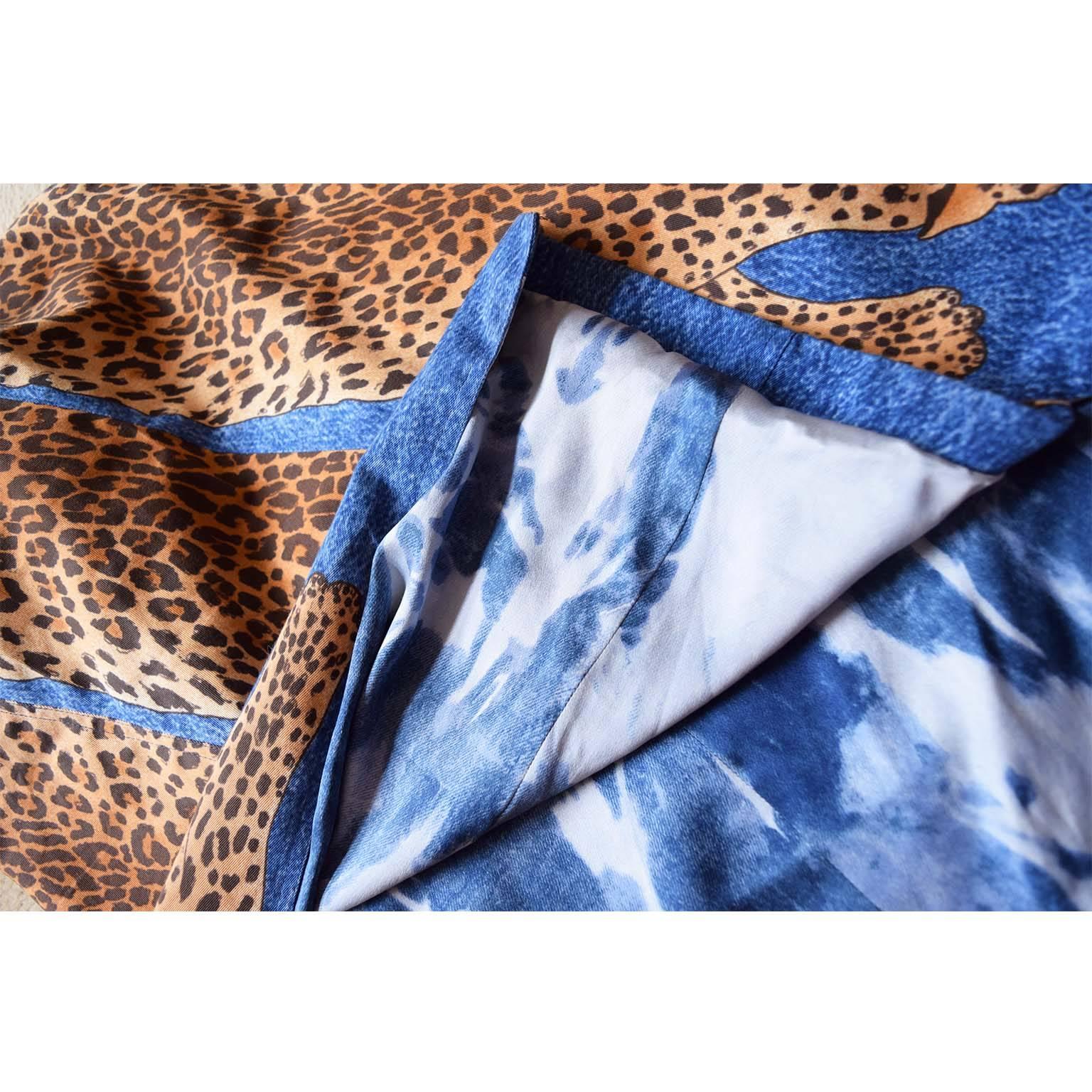 Christian Dior Boutique by John Galliano denim leopard print dress F38 For Sale 3