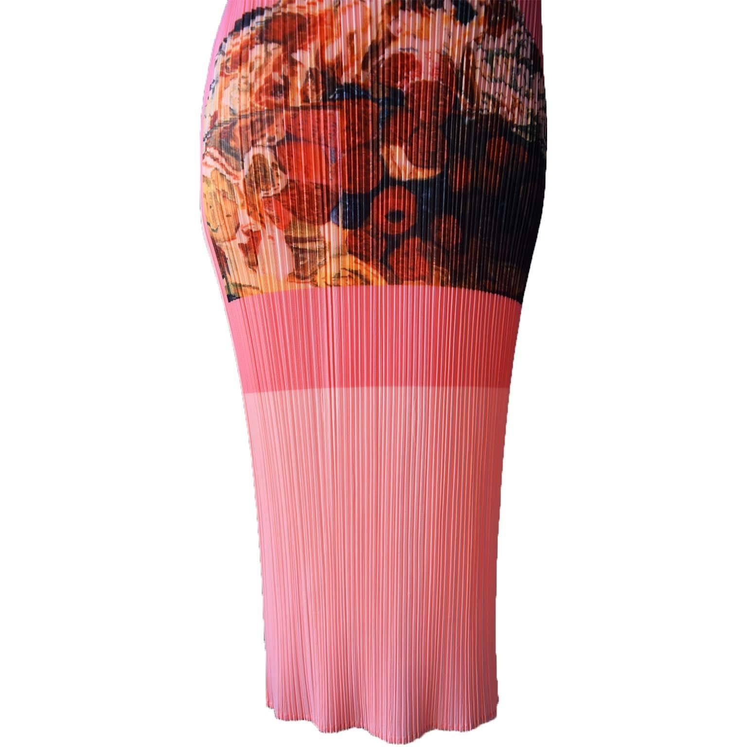 Women's Issey Miyake Pleats Please one size ice cream sundae pink long dress 90s