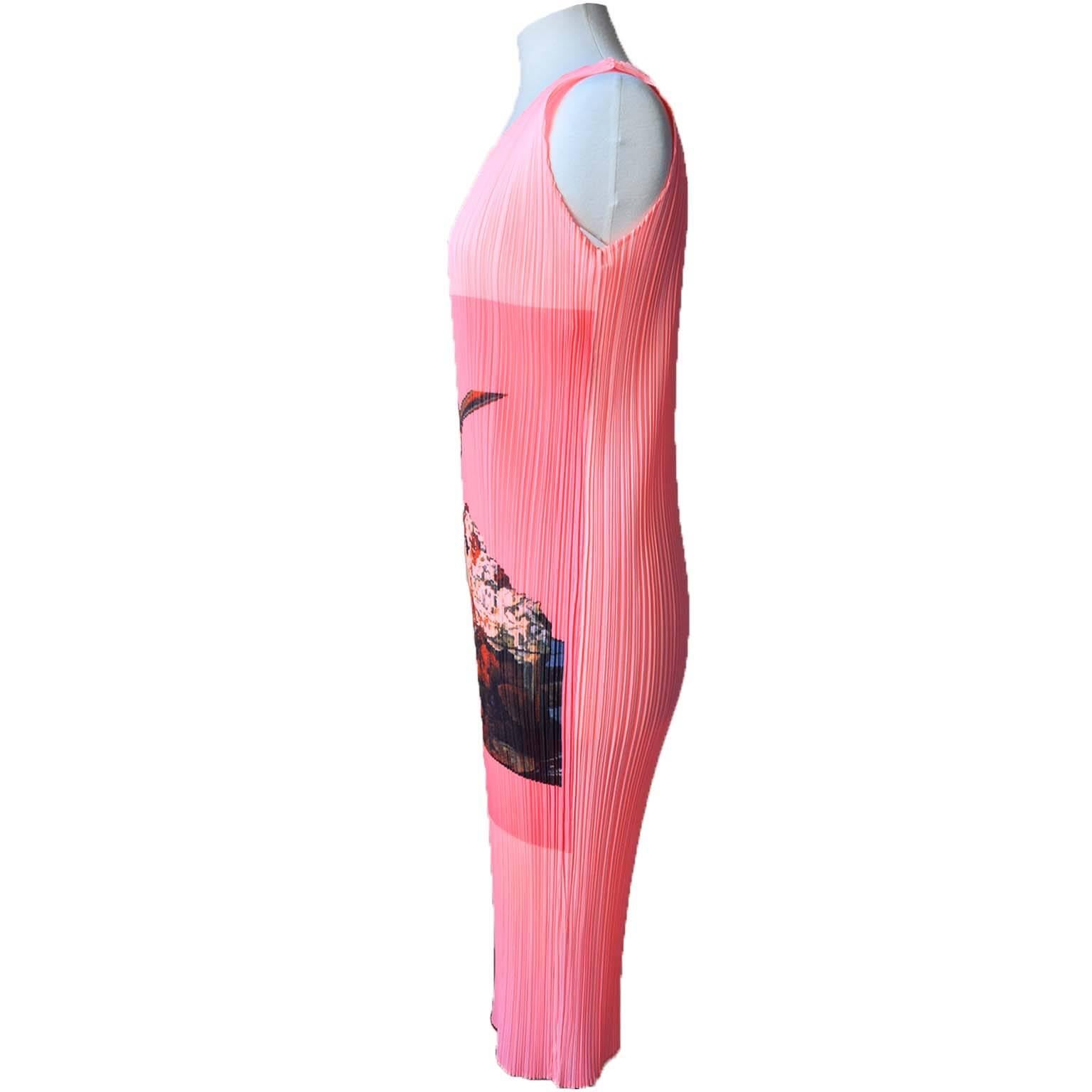 Pink Issey Miyake Pleats Please one size ice cream sundae pink long dress 90s