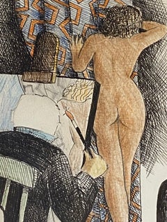 Frank Docherty "Dammi una sterlina, per favore" - Disegno a matita colorata con tecnica mista -