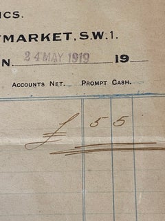 Recibo original de Burberry de Haymarket SW1 de 1919, enmarcado y protegido por un cristal