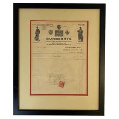 Recibo original de Burberry de Haymarket SW1 de 1919, enmarcado y protegido por un cristal