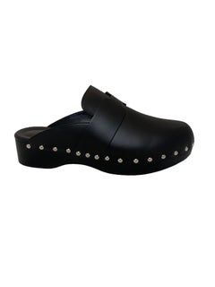 HERMES Calya Slip On Leather Clogs - Black Size 39. With box. VG Condition