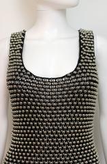 Temperley Silver Metal Bead Fitted Body Con Dress