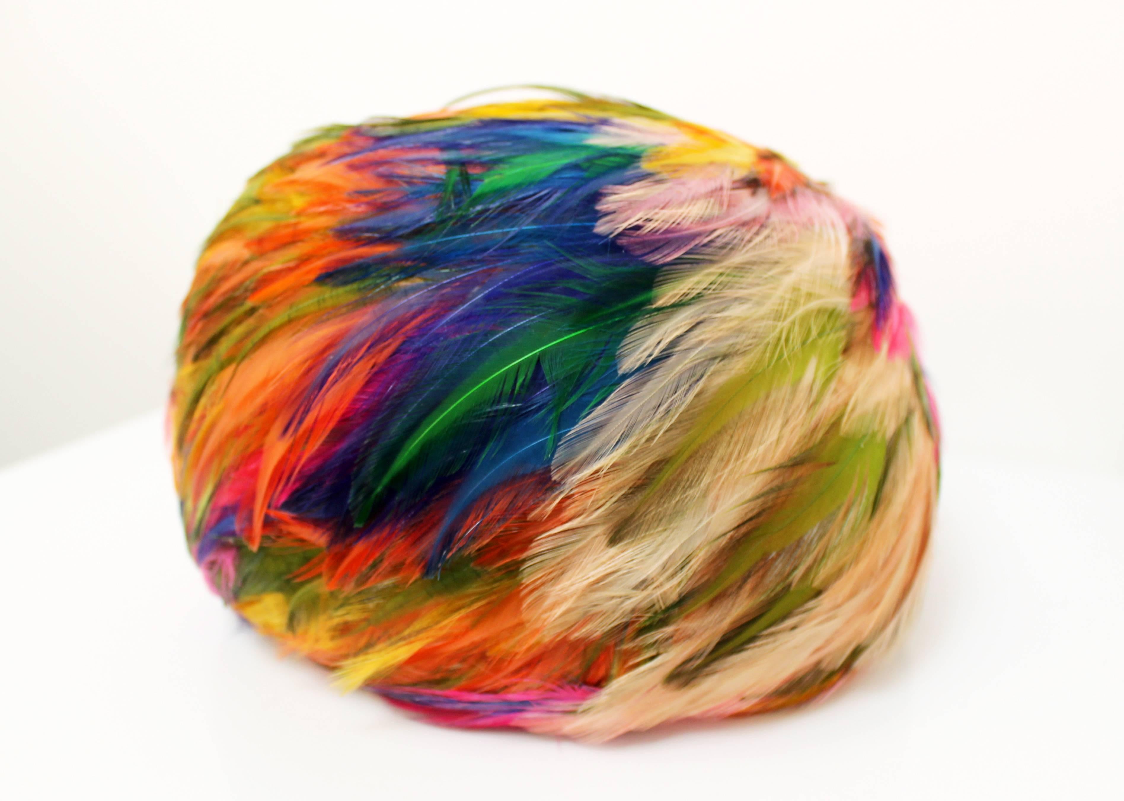 Christian Dior Rainbow Feather Hat c.1960 In Excellent Condition In London, GB