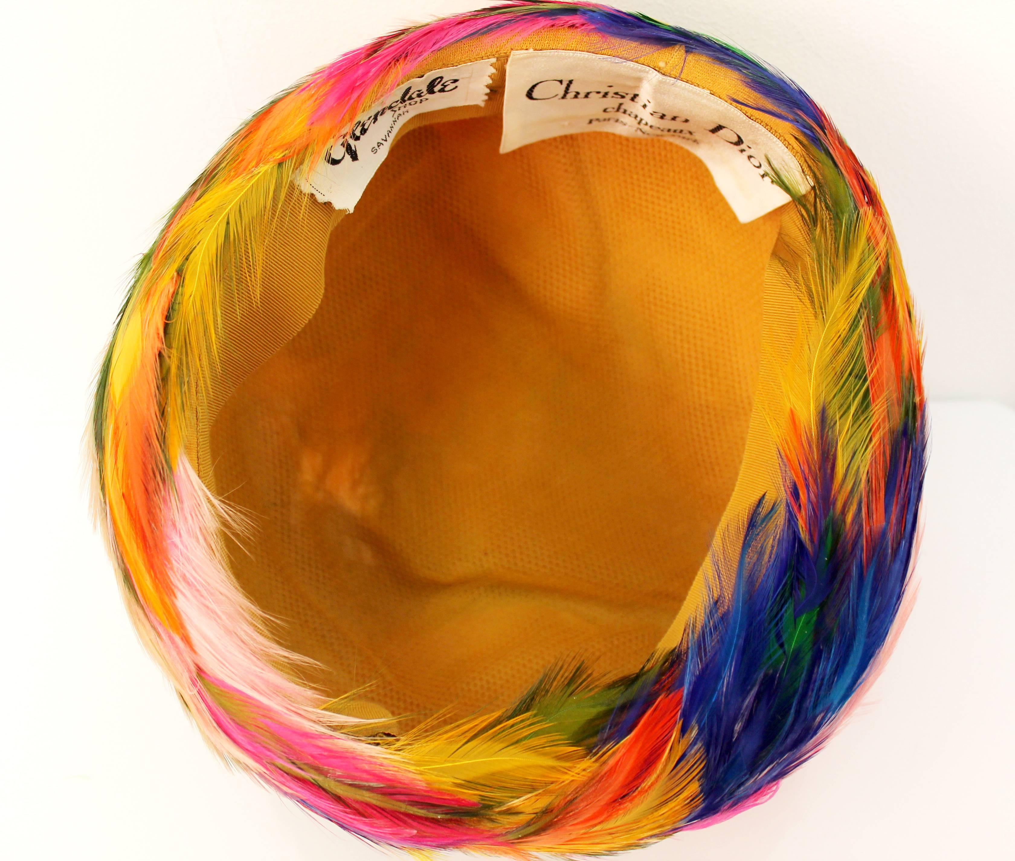 Christian Dior Rainbow Feather Hat c.1960 1